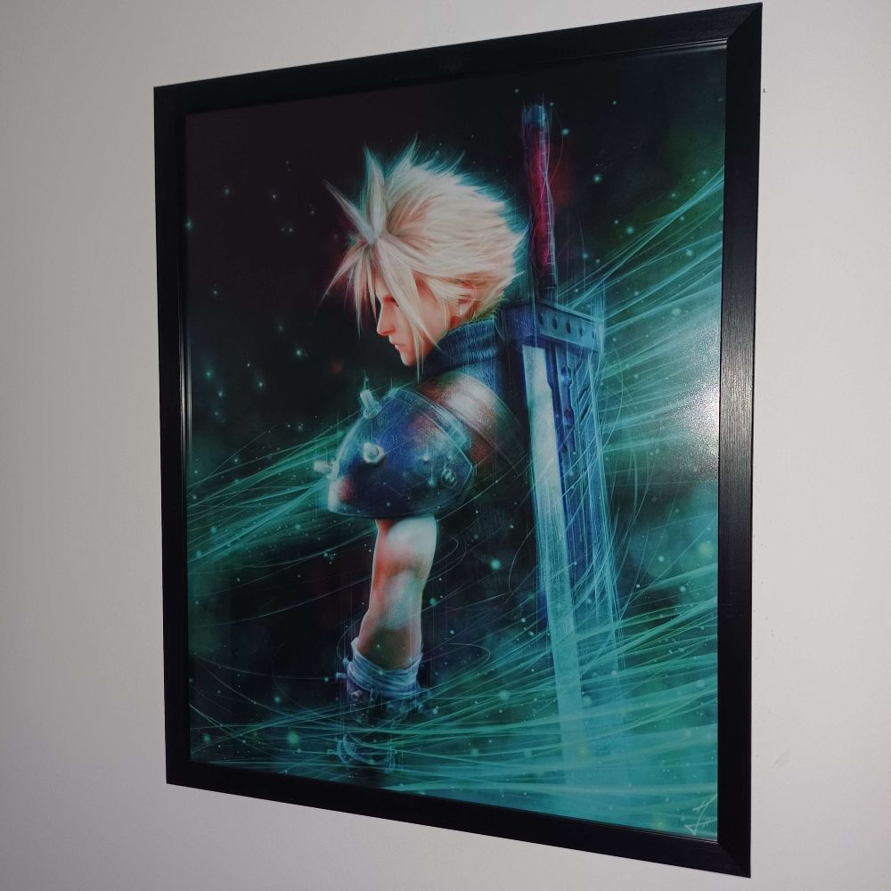 A framed art print of Cloud Strife by the artist TylorHepner