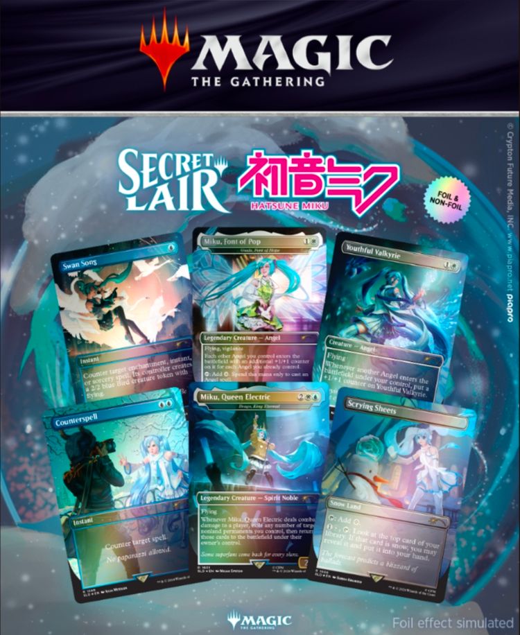 A screenshot of the fourth Hatsune Miku Secret Lair release for the trading card game Magic the Gathering