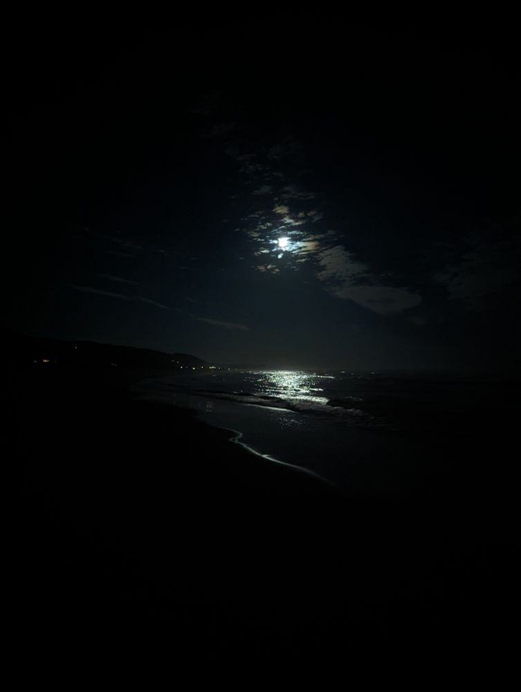 Night time moon over a Beach 