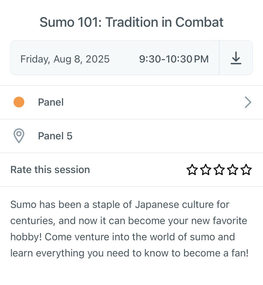 A panel description for a panel about Sumo wrestling 