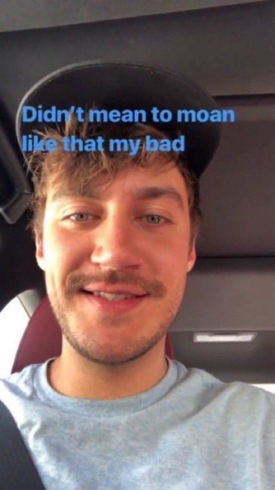 Screencap of Casey Frey looking at the camera with "Didn't mean to moan like that, my bad" added to the pic.