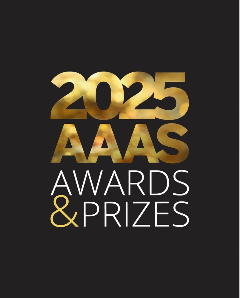 Promotional graphic for the 2025 AAAS Awards & Prizes, featuring bold golden text on a black background.