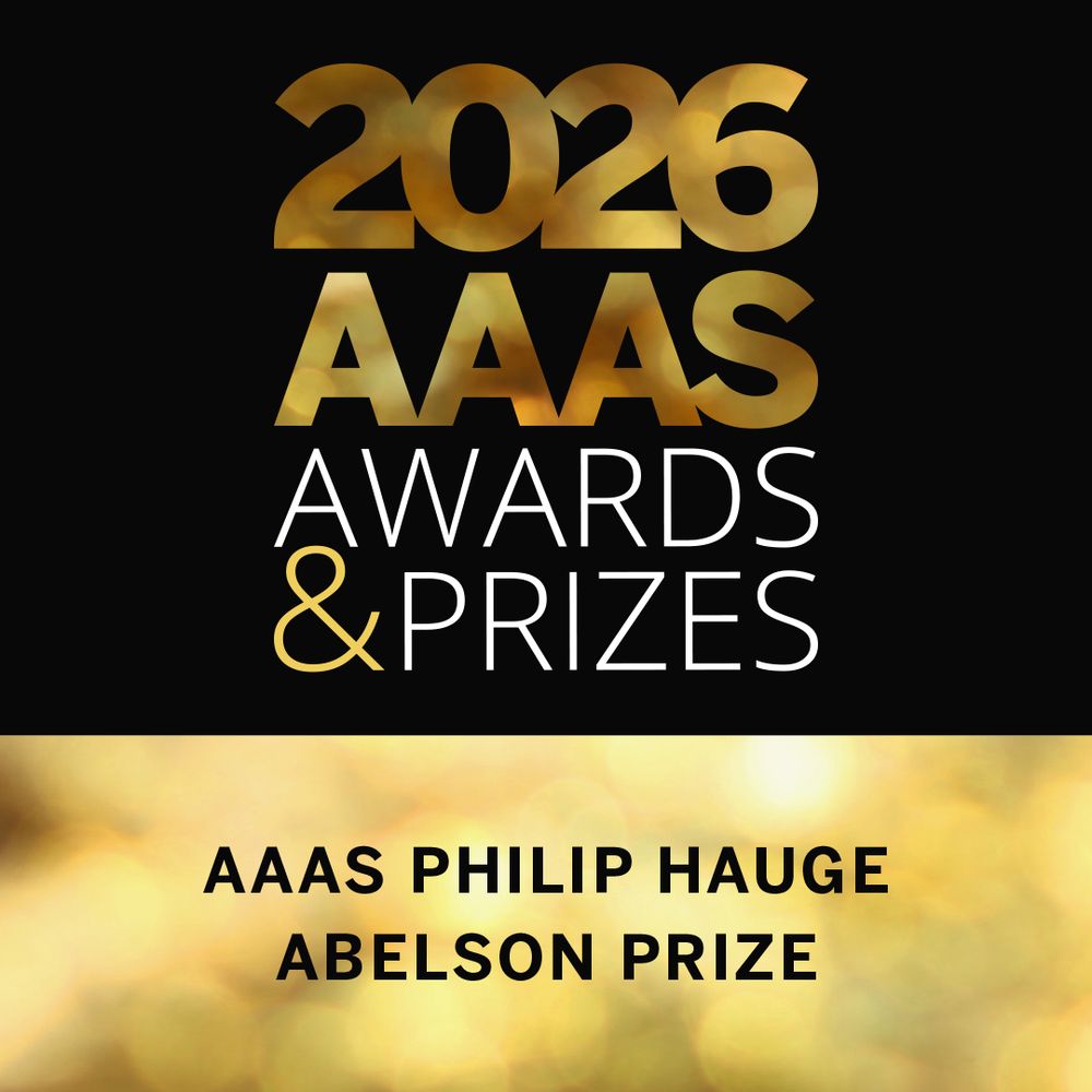 Text is glittery gold on black. Text reads: 2026 AAAS Awards & Prizes: AAAS Philip Hauge Abelson Prize