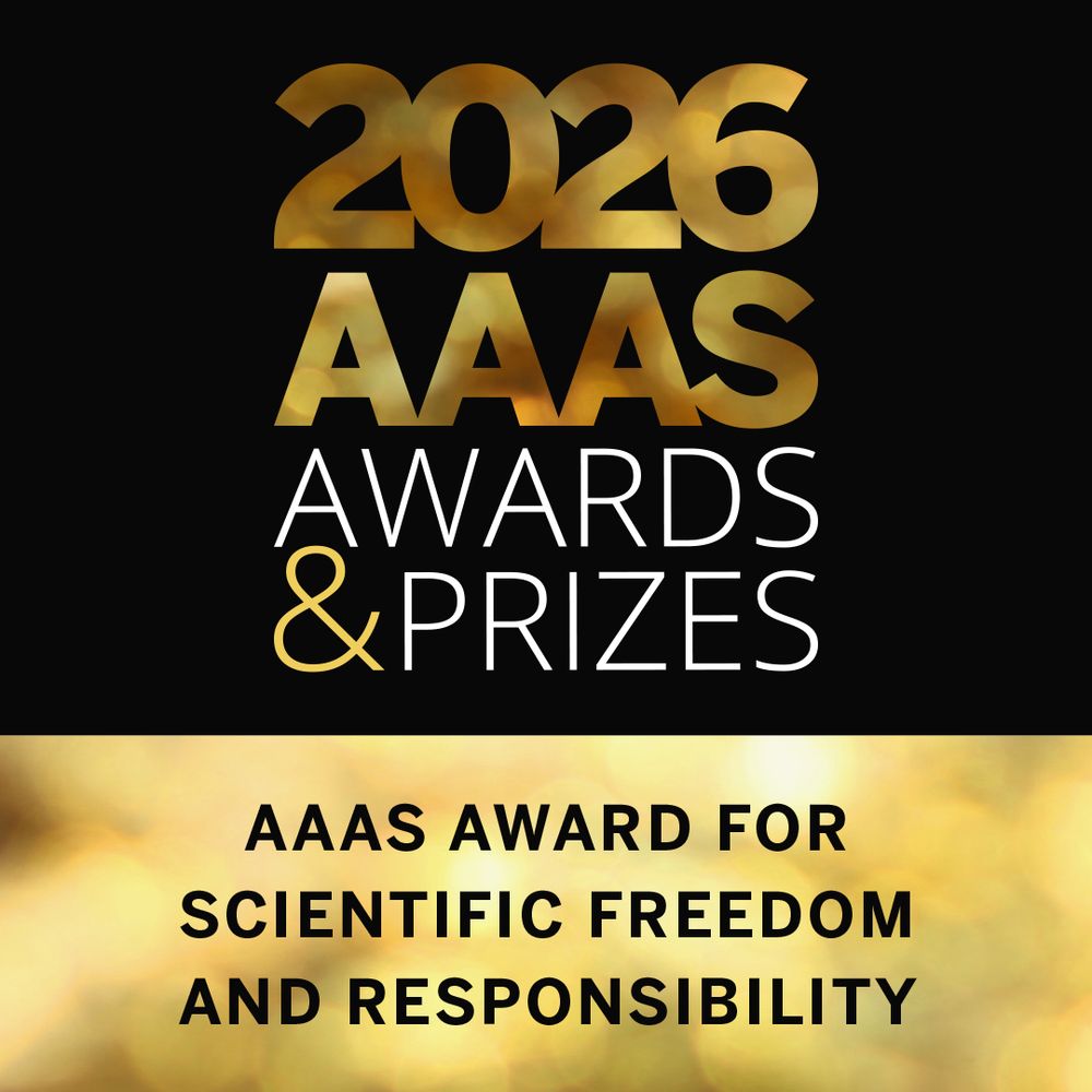 Text is glittery gold on black. Text reads: 2026 AAAS Awards & Prizes: AAAS Award for Scientific Freedom and Responsibility