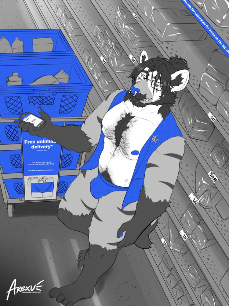 Nerdyeena working at Howlsmart as a personal shopper but in a revealing outfit. Everyone can see…everything. Would you shop at the store if you saw that? I would.