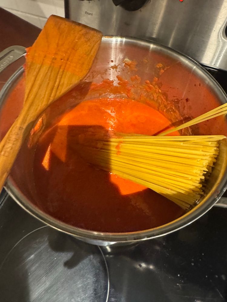 i make my own sauce but i boil my pasta directly in the sauce, a crime i’m sure