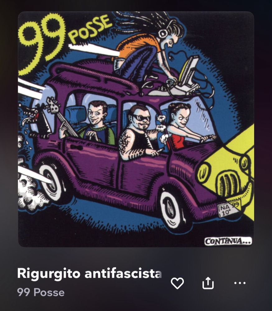Screen de la chanson Rigurgito antifascista du groupe napolitain 99 Posse. 