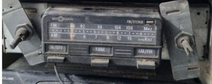 Motoradio radio before being repaired. Missing bezel and knobs