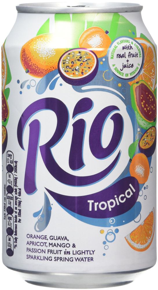 Colourful can of Rio tropical drink 