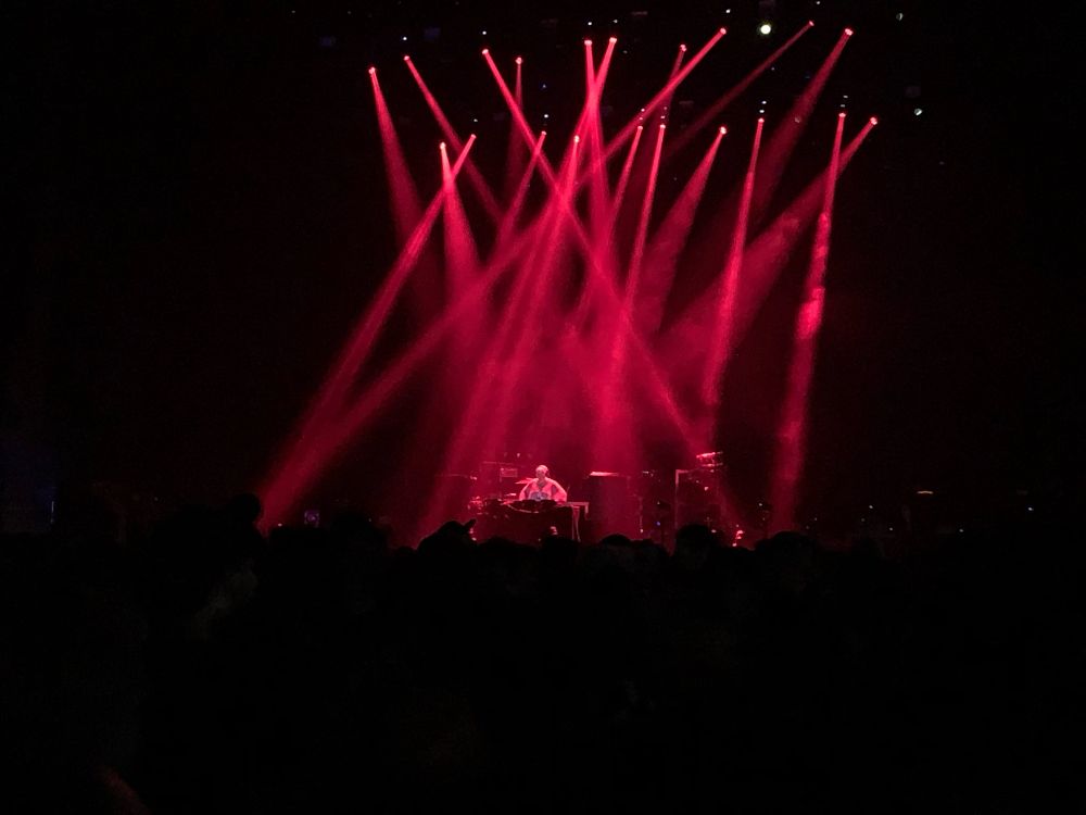 The Blessed Madonna bathed in red lights