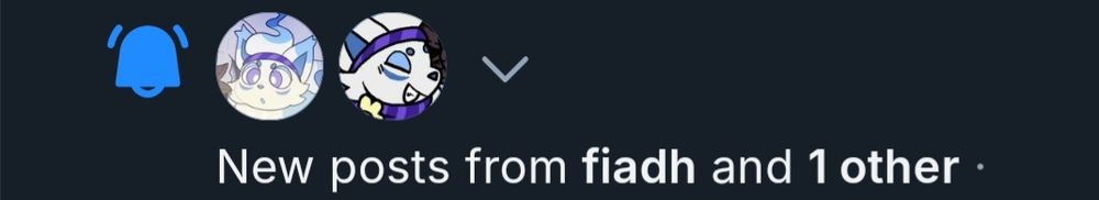 Bluesky notifications layout, showing two icons of the same character: Fen a white and blue Hisuian Zorua 

The text below is "New posts from fiadh and 1 other" 