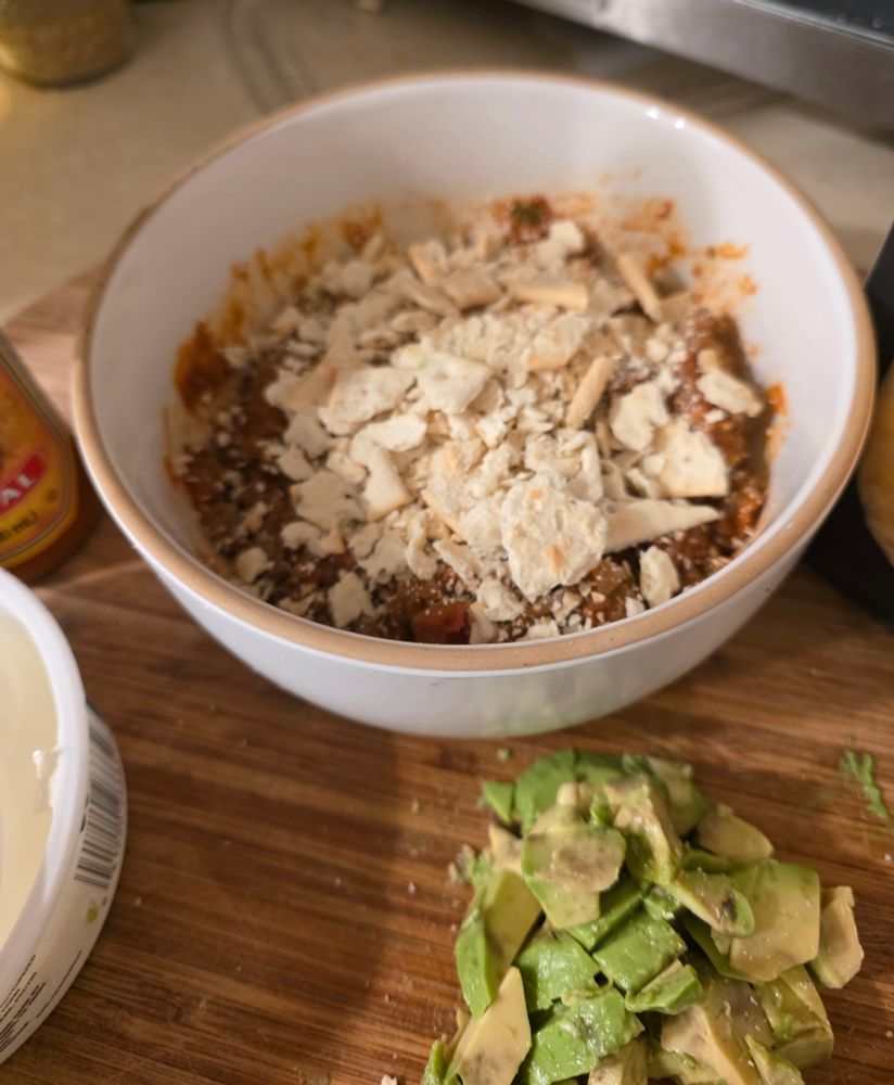 Crushed crackers to give the chili a little more body