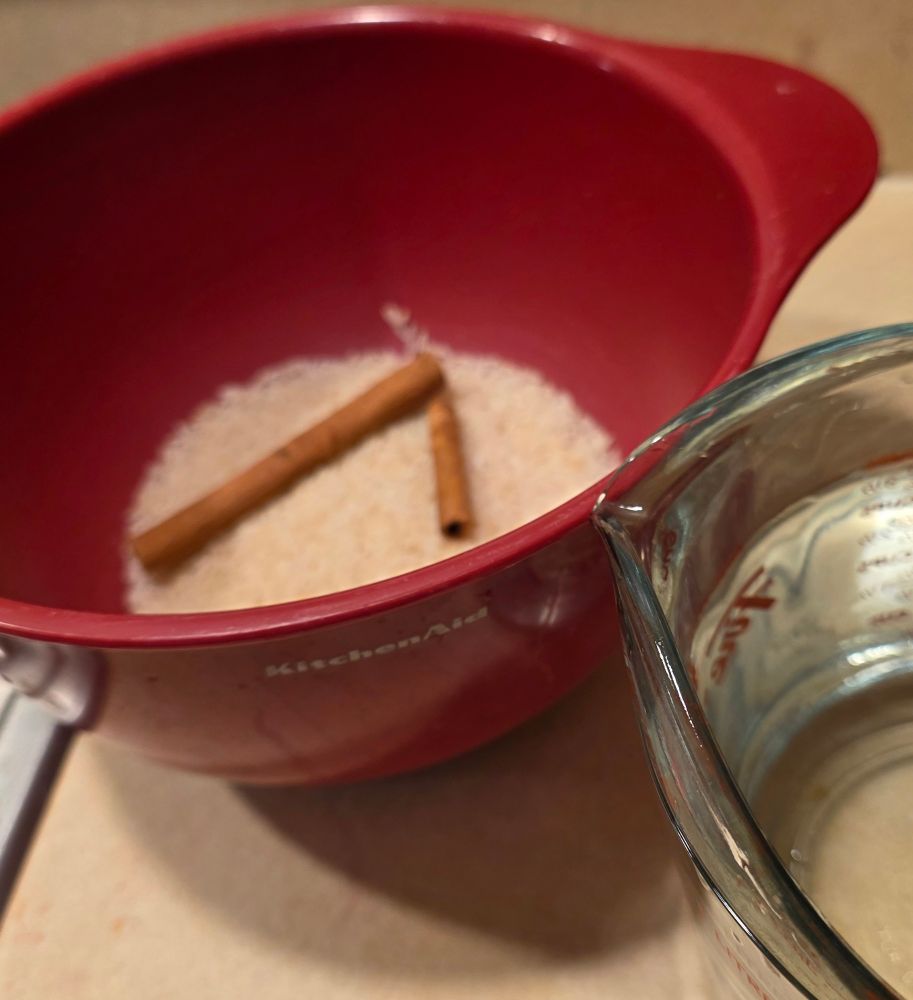 Cinnamon sticks and rice... plus water