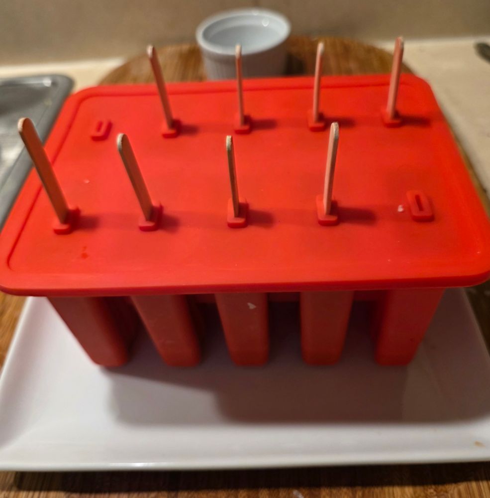 Popsicles in molds with sticks 