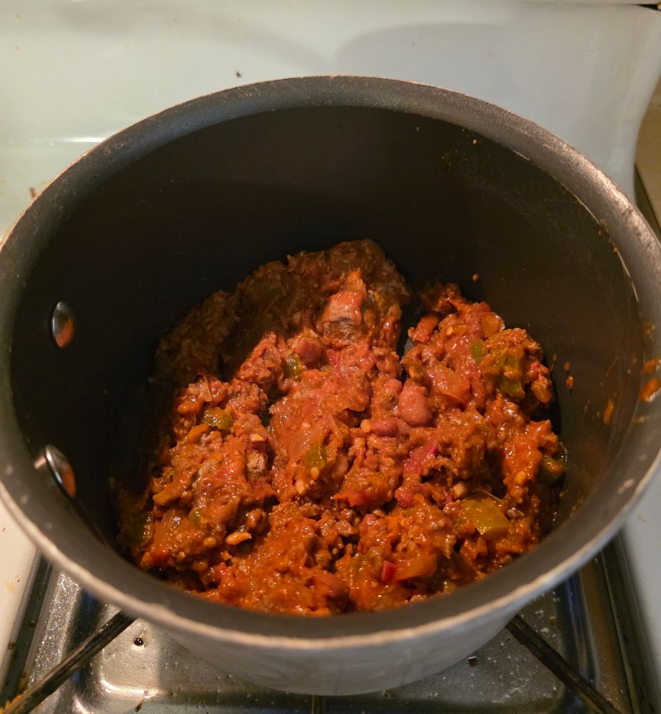 Chili warming up in a pot