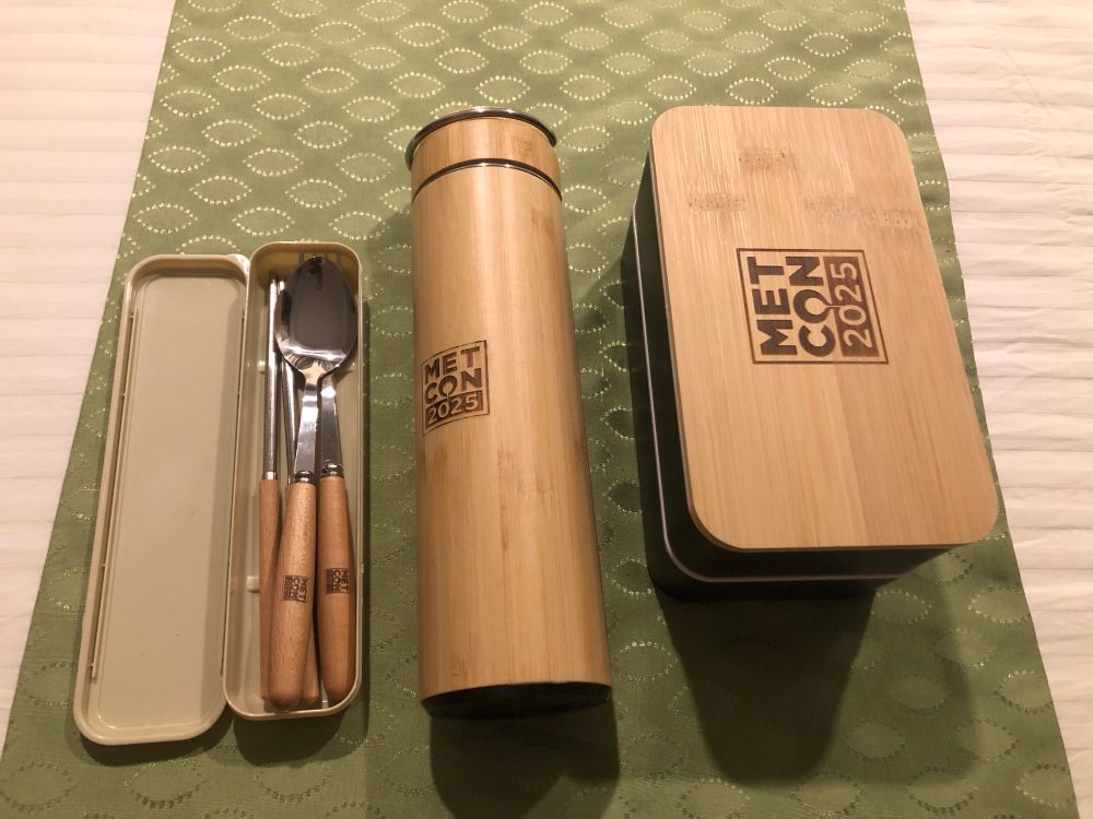 Bamboo lunch kit branded with METCON 2025