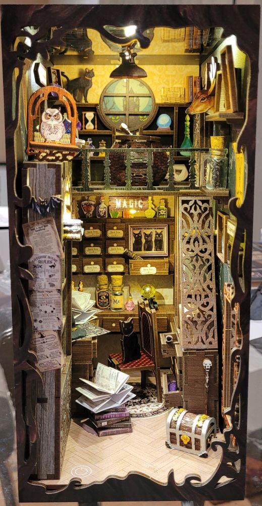 Lit up magic pharmacist book nook