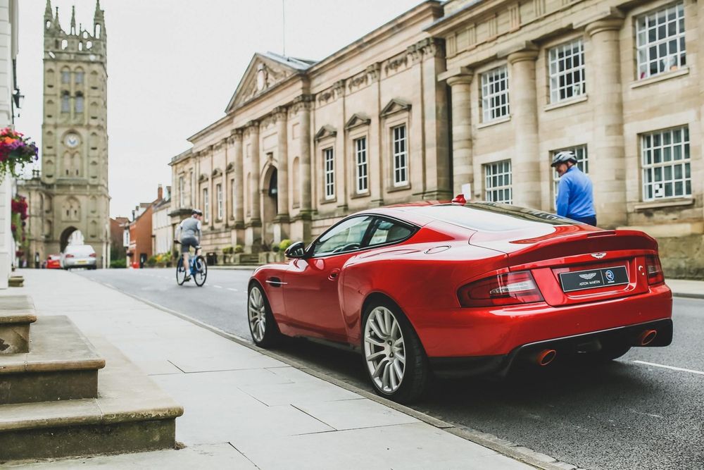 Vanquish 25 parked in a street in Warwick.