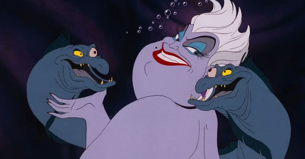 Ursula with Flotsam and Jetsam either side of her (from The Little Mermaid)