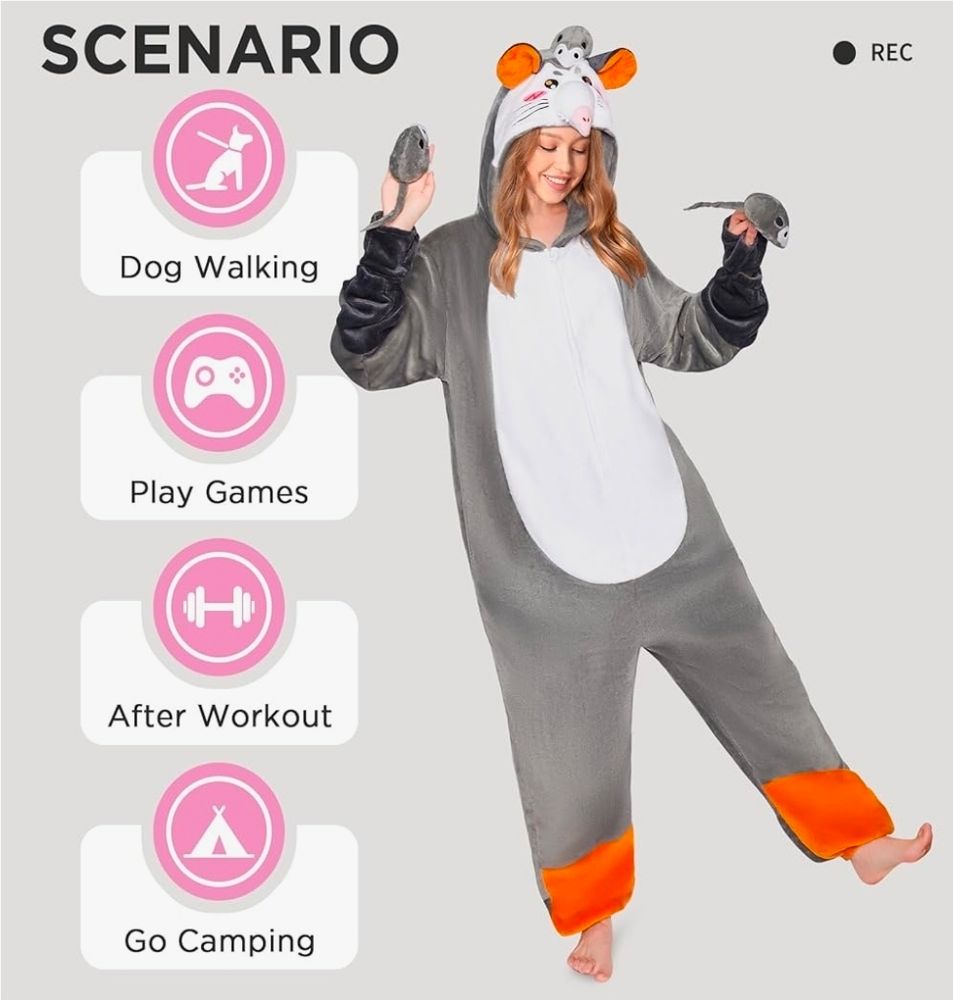 Dog walking opossum suit