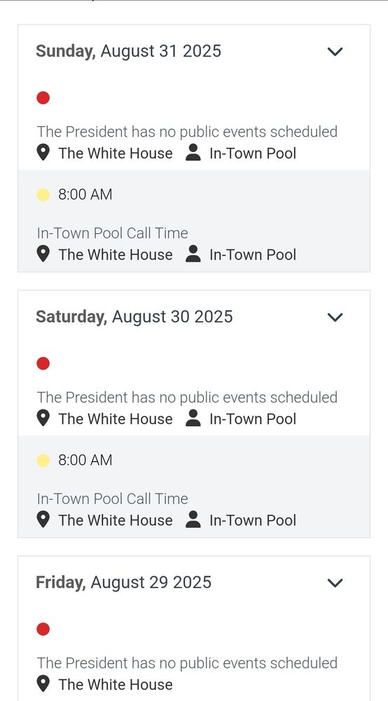 The president has no public events scheduled