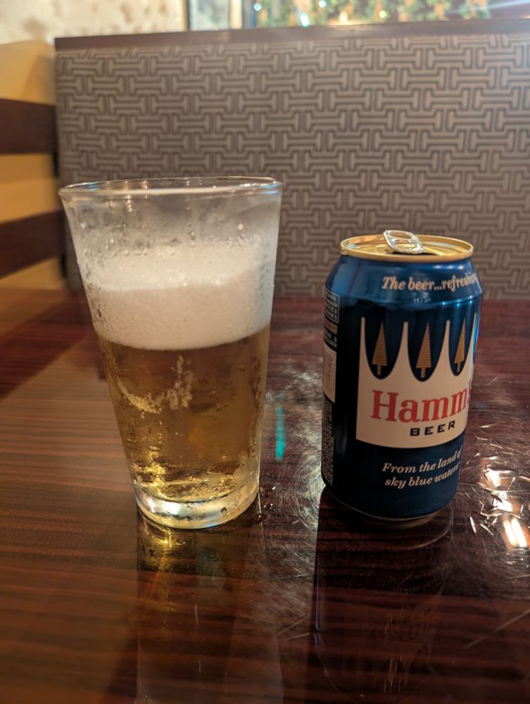 Hamm's in a frosted glass