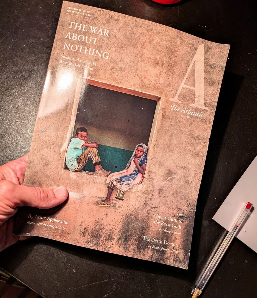 A photograph of the cover of the September '25 issue of the Atlantic magazine.