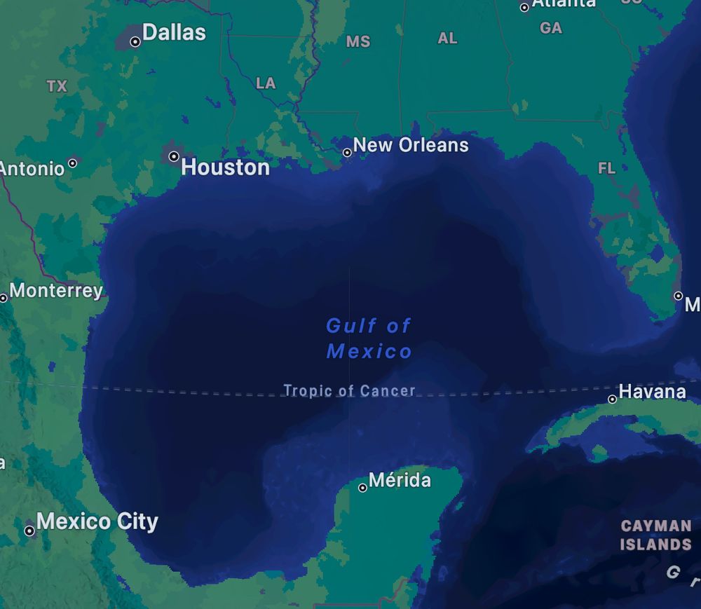 Screenshot from Apple Maps showing Gulf of Mexico