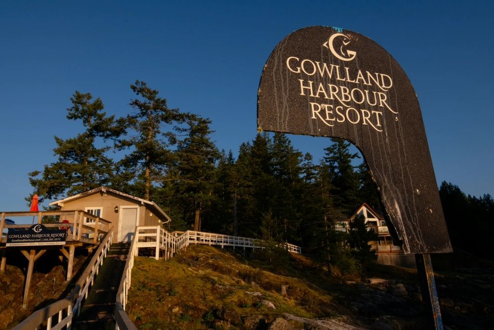 Gowlland Harbour Resort on Quadra Island, BC at sunrise.