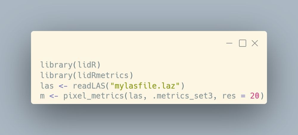 R code example with metrics_set3() function used to calculate pixel metrics.