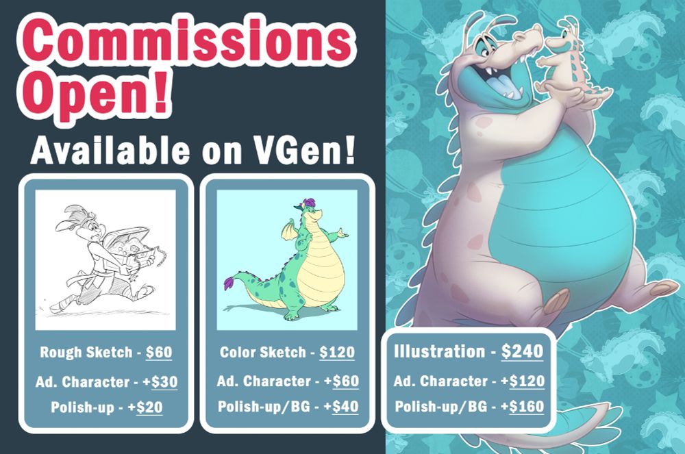 Information on commissions prices for some of my most popular services.