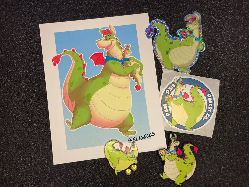 Premium package includes art print, 2 stickers, patch, and enamel pin in addition with the plush.