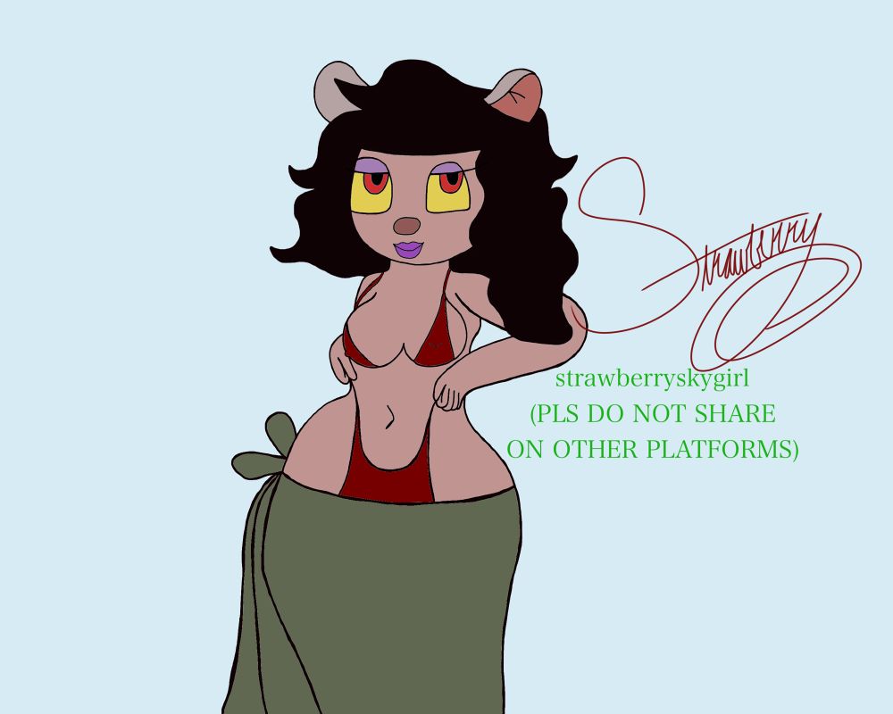 Lady Patricia Ratigan wearing a holly green wrap around her waist with jolly berry red underwear