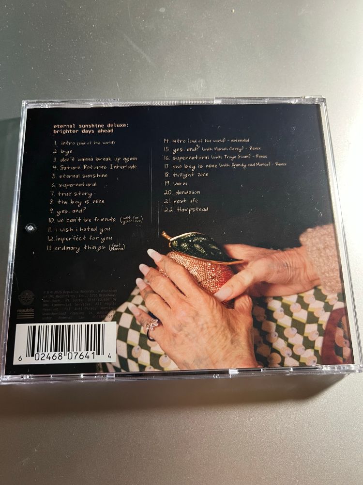 "eternal sunshine: brighter days ahead" CD (back)