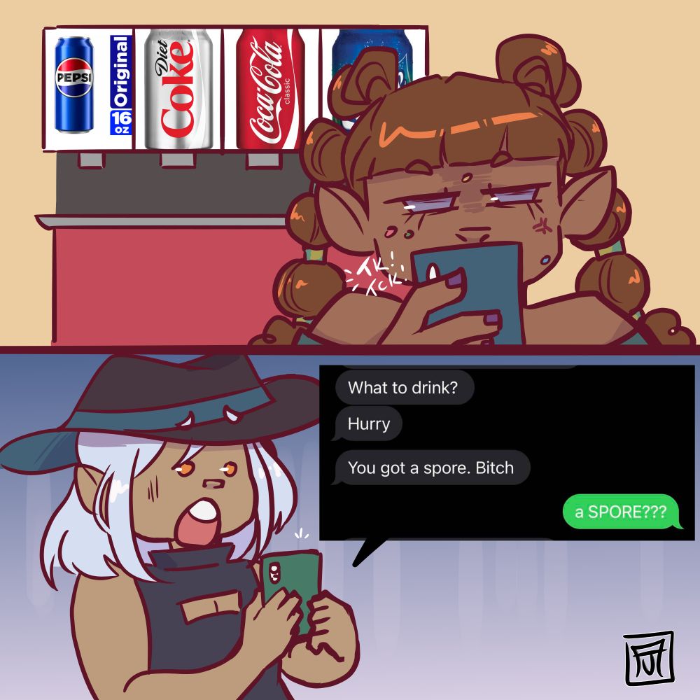 Wither with her hair in a bubble braid style, and two buns at the top. (the other character is Enola, belonging to @Feynarts)