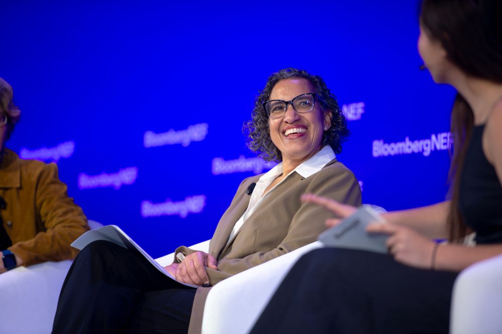A photo of CARB Chair Liane Randolph smiling on stage while attending an event. 