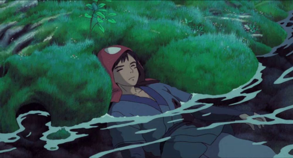 a cartoon character is laying in the water