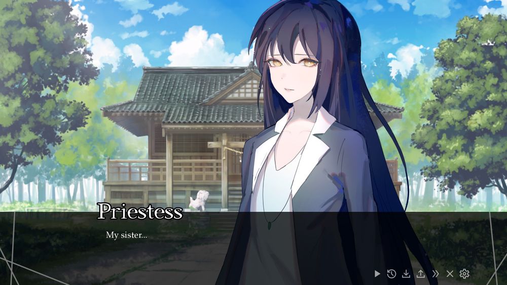 screenshot of a girl in front of a shrine