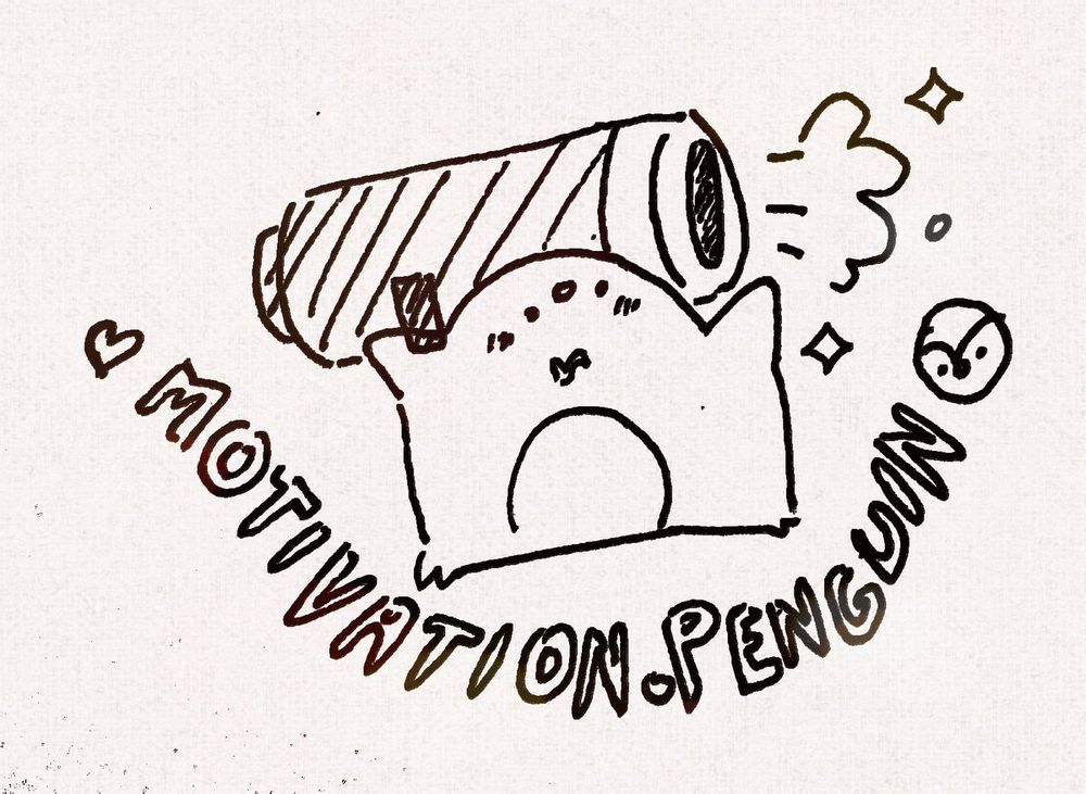 penguin with a cannon and bubble text underneath the penguin, reading: "MOTIVATION PENGUIN"