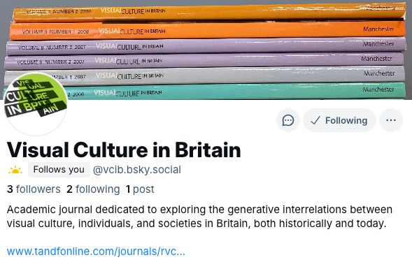 Screenshot of the academic journal Visual Culture in Britain's page on Bluesky.