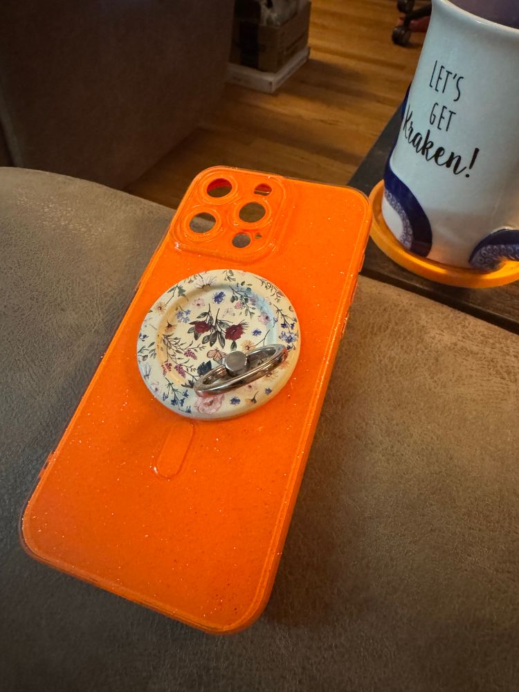 Bright orange iPhone case. Same color as the new iPhone 17 pro option. 