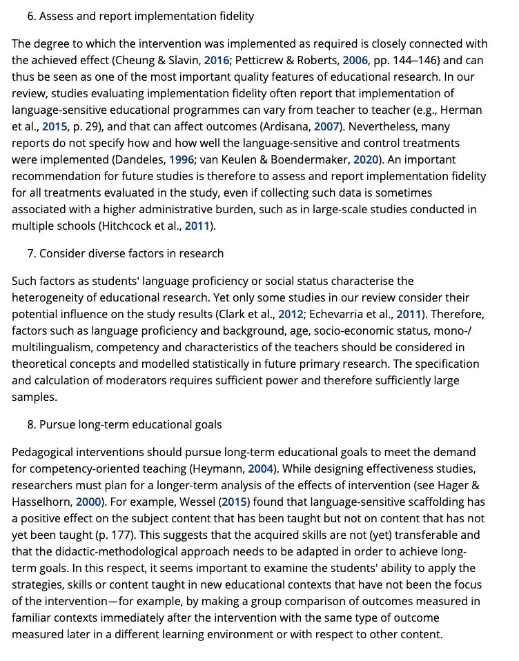 8 recommendations to refine future study planning and intervention design.