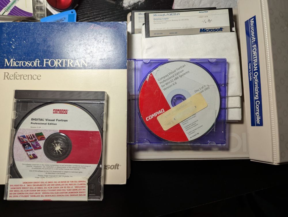 A selection of four obsolete Fortran compilers for MS-DOS and Windows