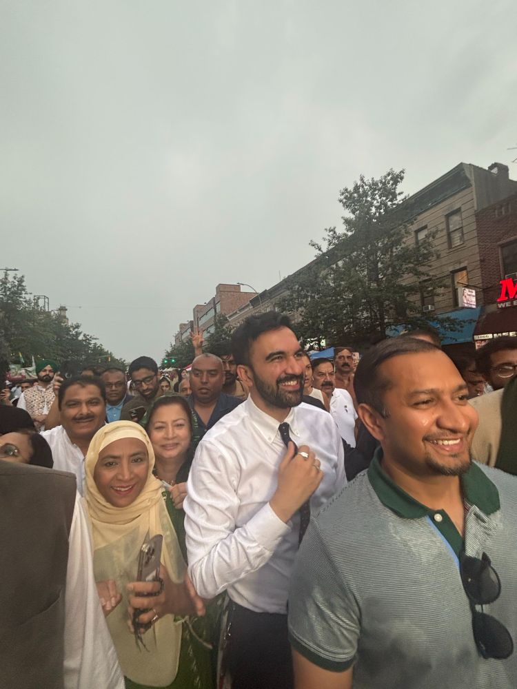 Zohran marches with many others at the Brooklyn Mela.