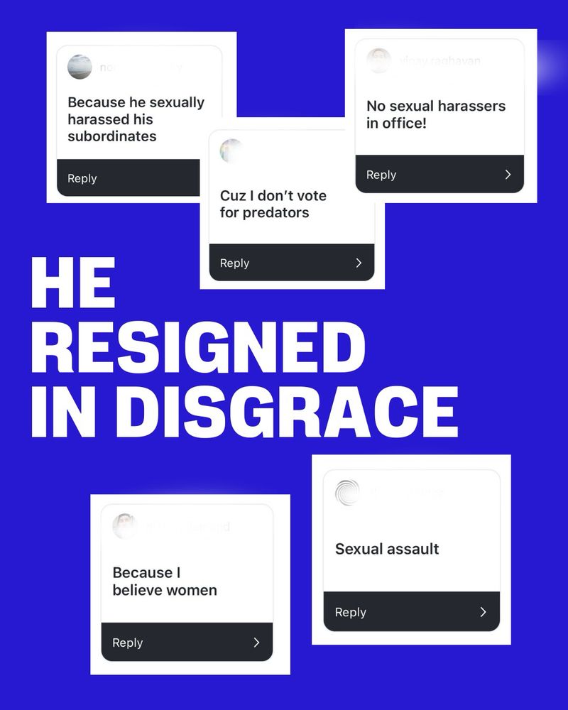 3. He resigned in disgrace after accusations of sexual harassment 