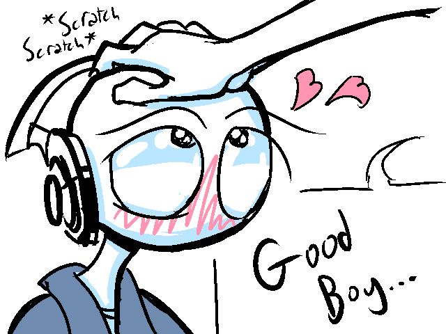 cartoon twink gets head scratches while being called a good boy