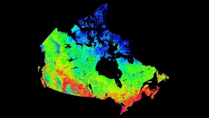 A map of Canada with different colours