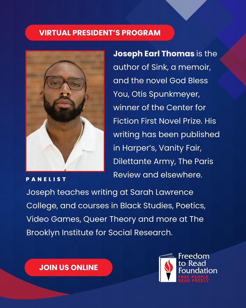 Joseph Earl Thomas is the author of Sink, a memoir, and the novel God Bless You, Otis Spunkmeyer, winner of the Center for Fiction First Novel Prize. His writing has been published in Harper’s, Vanity Fair, Dilettante Army, The Paris Review and elsewhere. 

Joseph teaches writing at Sarah Lawrence College, and courses in Black Studies, Poetics, Video Games, Queer Theory and more at The Brooklyn Institute for Social Research. 