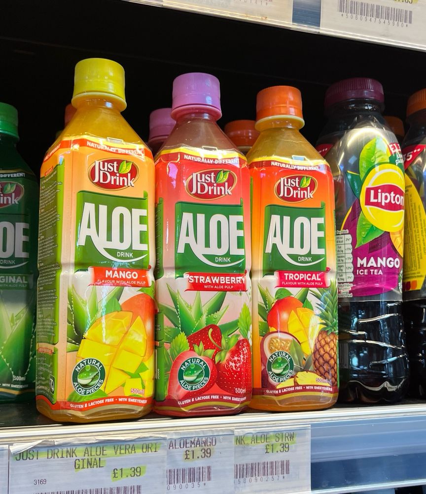Three bottles in a corner shop called ‘Aloe’