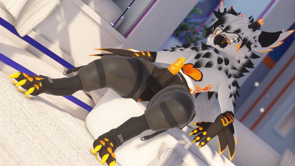 Jalec sitting naked on the couch while half erect waiting for you to sit down with him, and him also implying he might bite you~